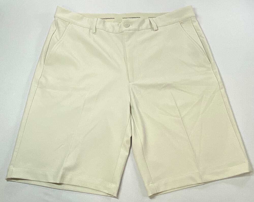 Greg Norman Cream Golf Shorts Men’s 34 – Performance Stretch 90/10 Blend